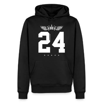 24 Zahl Krone - Männer Premium Bio Hoodie - Schwarz - Vorne - Nico (187cm)