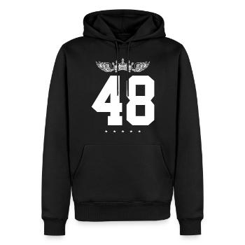 48 Zahl Krone - Männer Premium Bio Hoodie - Schwarz - Vorne - Nico (187cm)