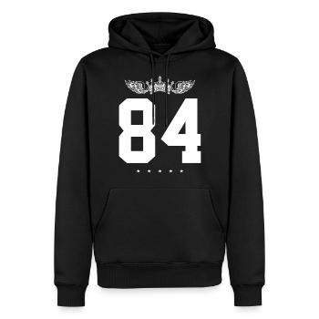 84 Zahl Krone - Männer Premium Bio Hoodie - Schwarz - Vorne - Nico (187cm)