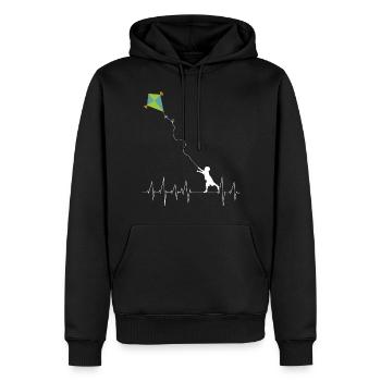 Lenkdrachen Drachen Herzschlag Drachenfliegen - Männer Premium Bio Hoodie - Schwarz - Vorne - Nico (187cm)