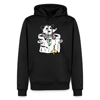 Opossum im Müll - Männer Premium Bio Hoodie - Schwarz - Vorne - Nico (187cm)