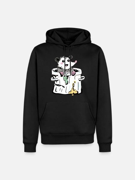 Opossum im Müll - Männer Premium Bio Hoodie - Schwarz