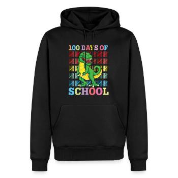 100 jours d’école dinosaure Saur T Rex - Sweat à capuche Premium bio Homme - noir - Devant - Nico (187cm)