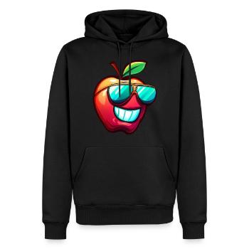Cooler Apfel mit Sonnenbrille – Fröhliches - Männer Premium Bio Hoodie - Schwarz - Vorne - Nico (187cm)