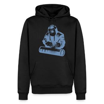 Schweißer-Silhouette beim Bogenschweißen - Männer Premium Bio Hoodie - Schwarz - Vorne - Nico (187cm)