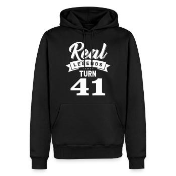 Real Legends Turn 41, 41 Birthday - Men’s Premium Organic Hoodie - black - Front - Nico (187cm)