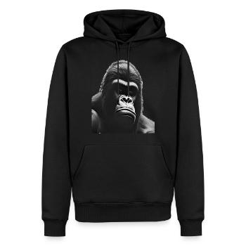 Gorille à dos argenté - Sweat à capuche Premium bio Homme - noir - Devant - Nico (187cm)