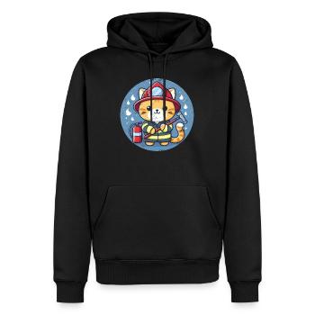 Firefighter Cat - Men’s Premium Organic Hoodie - black - Front - Nico (187cm)