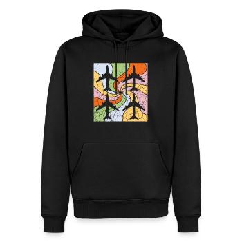 Mandala Flugzeuge Muster - Männer Premium Bio Hoodie - Schwarz - Vorne - Nico (187cm)