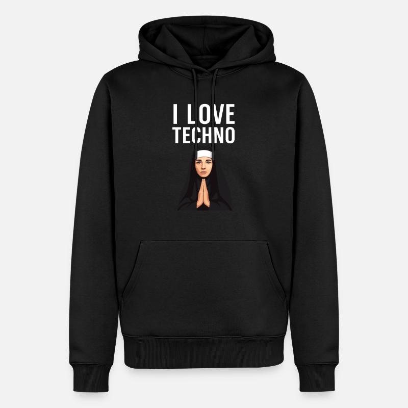 Techno ist meine Religion - Männer Premium Bio Hoodie - Schwarz