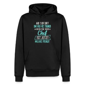 Retraite – ma patronne est maintenant ma femme - Sweat à capuche Premium bio Homme - noir - Devant - Nico (187cm)