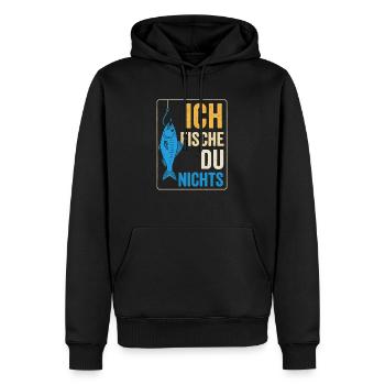 Je pêche – on ne pêche pas - Sweat à capuche Premium bio Homme - noir - Devant - Nico (187cm)