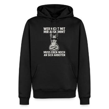 Selbstbewusst Lama Spruch - Männer Premium Bio Hoodie - Schwarz - Vorne - Nico (187cm)