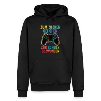 Gaming instead of school – rainbow controller - Men’s Premium Organic Hoodie - black - Front - Nico (187cm)