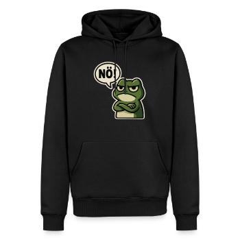Nö Frosch – Genervt & Lustig - Männer Premium Bio Hoodie - Schwarz - Vorne - Nico (187cm)