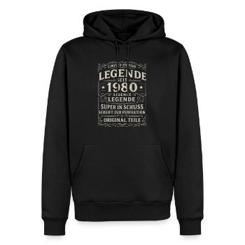 Legende seit 1980 - Männer Premium Bio Hoodie - Schwarz - Vorne - Nico (187cm)