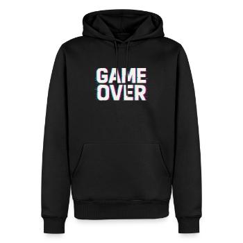 Game Over – Effet Glitch - Sweat à capuche Premium bio Homme - noir - Devant - Nico (187cm)
