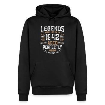Legenden Jahrgang 1942 83. Geburtstag 83 Jahre alt - Männer Premium Bio Hoodie - Schwarz - Vorne - Nico (187cm)