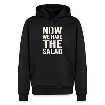 Maintenant, nous avons la salade – dicton allemand - Sweat à capuche Premium bio Homme - noir - Devant - Nico (187cm)