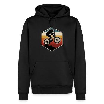 VTT Montagnes Rétro - Sweat à capuche Premium bio Homme - noir - Devant - Nico (187cm)