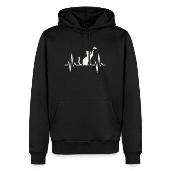 Katzen Herzschlag Silhouette - Männer Premium Bio Hoodie - Schwarz - Vorne - Nico (187cm)
