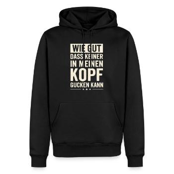 Comme c’est bien que personne ne puisse regarder dans ma tête - Sweat à capuche Premium bio Homme - noir - Devant - Nico (187cm)