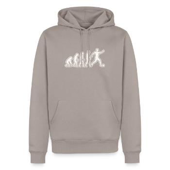 Évolution pour devenir footballeur - Sweat à capuche Premium bio Homme - taupe - Devant - Nico (187cm)
