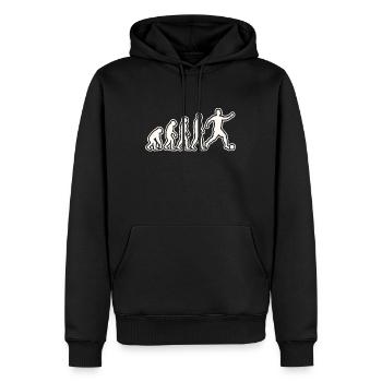 Evolution to become a football player - Men’s Premium Organic Hoodie - black - Front - Nico (187cm)