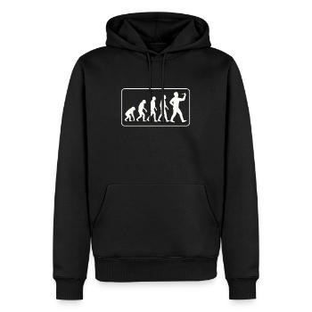Evolution Dart - Männer Premium Bio Hoodie - Schwarz - Vorne - Nico (187cm)