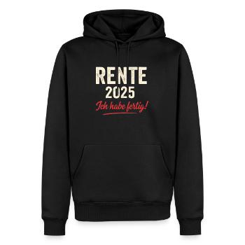 Rente 2025 – Ich habe fertig - Männer Premium Bio Hoodie - Schwarz - Vorne - Nico (187cm)