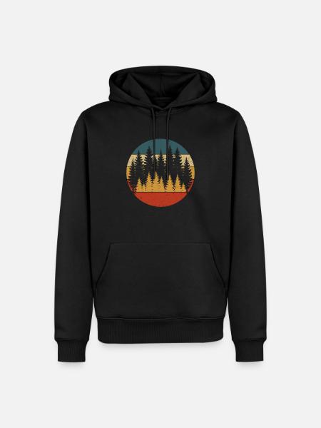 Retro Forest Nature Design - Men’s Premium Organic Hoodie - black