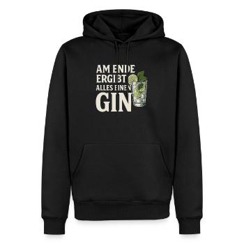 En fin de compte, tout fait un gin - Sweat à capuche Premium bio Homme - noir - Devant - Nico (187cm)