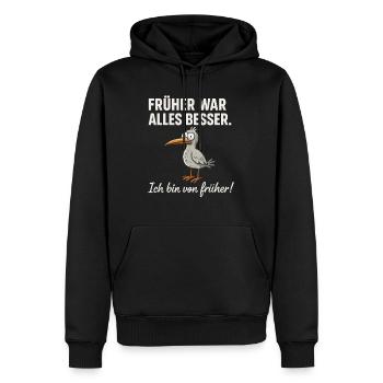 Tout allait mieux dans le passé – drôle de dicton d’oiseau - Sweat à capuche Premium bio Homme - noir - Devant - Nico (187cm)
