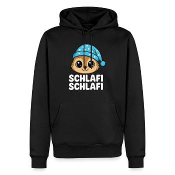 Schlafi Schlafi – Motif de chemise de nuit mignon - Sweat à capuche Premium bio Homme - noir - Devant - Nico (187cm)