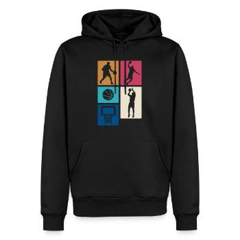 Basketball Retro Blocks – Sportliches Design - Männer Premium Bio Hoodie - Schwarz - Vorne - Nico (187cm)