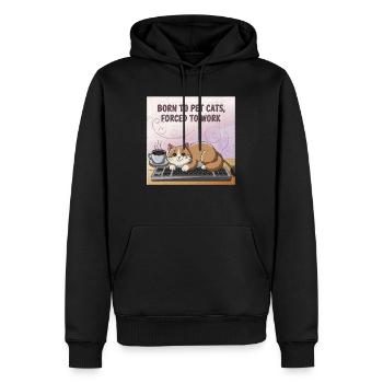 Katzenliebhaber Arbeiter - Männer Premium Bio Hoodie - Schwarz - Vorne - Nico (187cm)