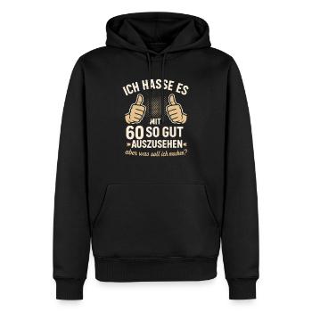 Mit 60 so gut aussehen – Lustiges Geburtstagsshirt - Männer Premium Bio Hoodie - Schwarz - Vorne - Nico (187cm)