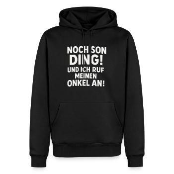 Autre chose et j’appellerai mon oncle - Sweat à capuche Premium bio Homme - noir - Devant - Nico (187cm)