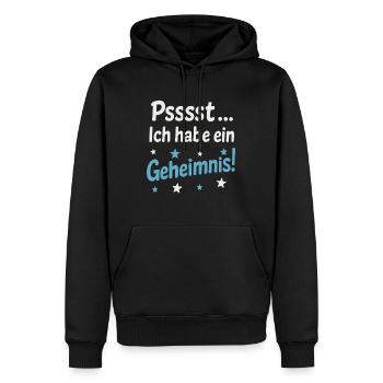 J’ai un secret ! | Motif surprise sucrée - Sweat à capuche Premium bio Homme - noir - Devant - Nico (187cm)
