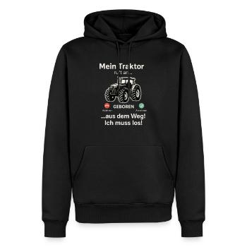 My tractor is calling – out of the way! I have to go - Men’s Premium Organic Hoodie - black - Front - Nico (187cm)