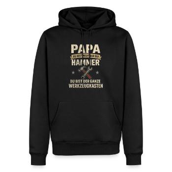 Papa – Tu es toute la boîte à outils - Sweat à capuche Premium bio Homme - noir - Devant - Nico (187cm)