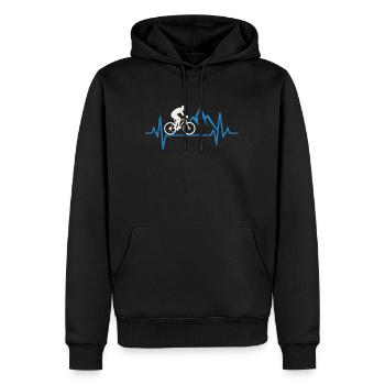 Battement de cœur en VTT – MTB Love - Sweat à capuche Premium bio Homme - noir - Devant - Nico (187cm)