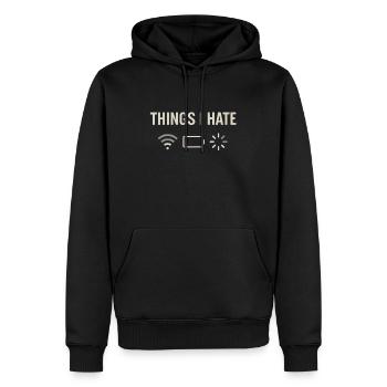 Dinge, die ich hasse - Männer Premium Bio Hoodie - Schwarz - Vorne - Nico (187cm)