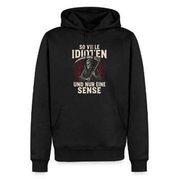 Tant d’idiots – et une seule faux - Sweat à capuche Premium bio Homme - noir - Devant - Nico (187cm)