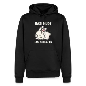 Hasi müde – Hasi schlafen - Männer Premium Bio Hoodie - Schwarz - Vorne - Nico (187cm)