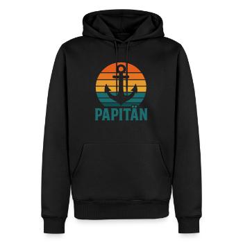 Papitän – Der coole Papa-Kapitän - Männer Premium Bio Hoodie - Schwarz - Vorne - Nico (187cm)