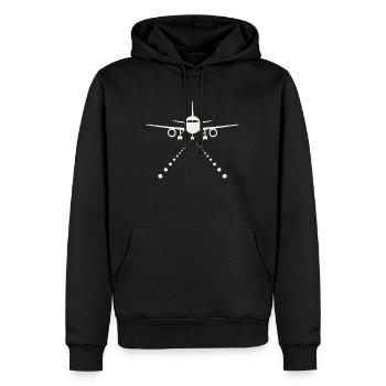 Avion sur piste – Travel Design - Sweat à capuche Premium bio Homme - noir - Devant - Nico (187cm)