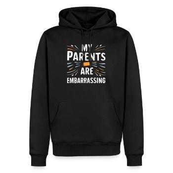 Embarrassing parents, children, families, siblings - Men’s Premium Organic Hoodie - black - Front - Nico (187cm)