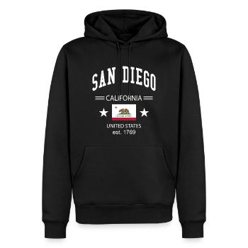 San Diego - Sweat à capuche Premium bio Homme - noir - Devant - Nico (187cm)