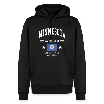 Minnesota - Männer Premium Bio Hoodie - Schwarz - Vorne - Nico (187cm)